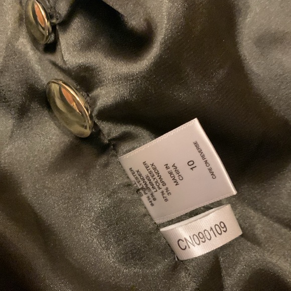 Very Dark Green Satin One Button Blazer - Picture 10 of 11